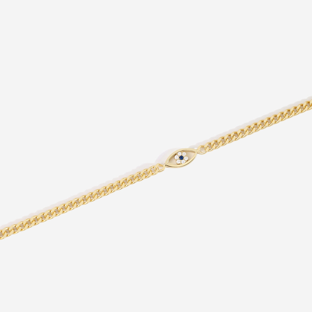 Dainty Cuban Link Chain Evil Eye Bracelet