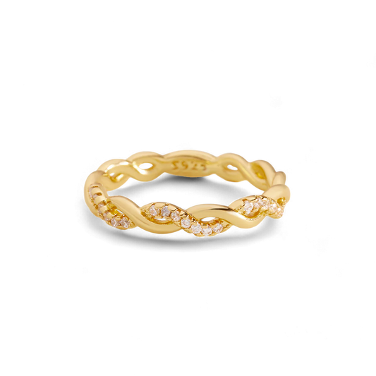 Dainty Pave Twist Stacking Ring
