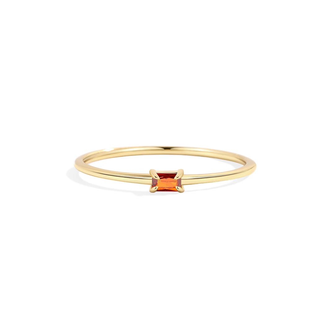 Dainty Baguette Birthstone Stacking Ring