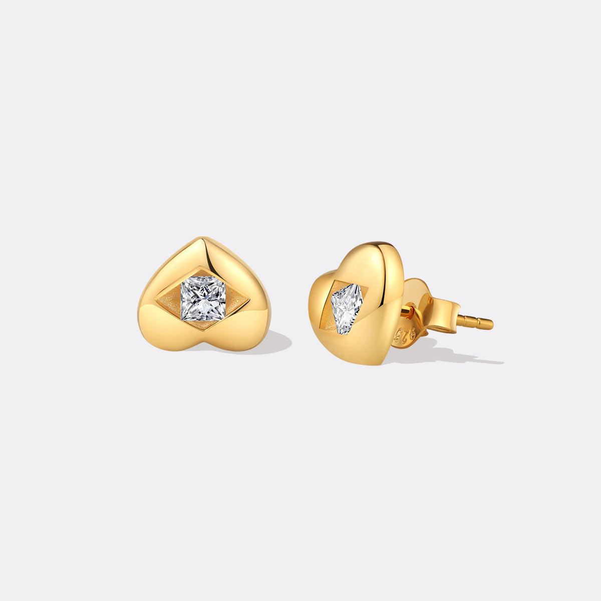 Diamond Heart Stud Earrings