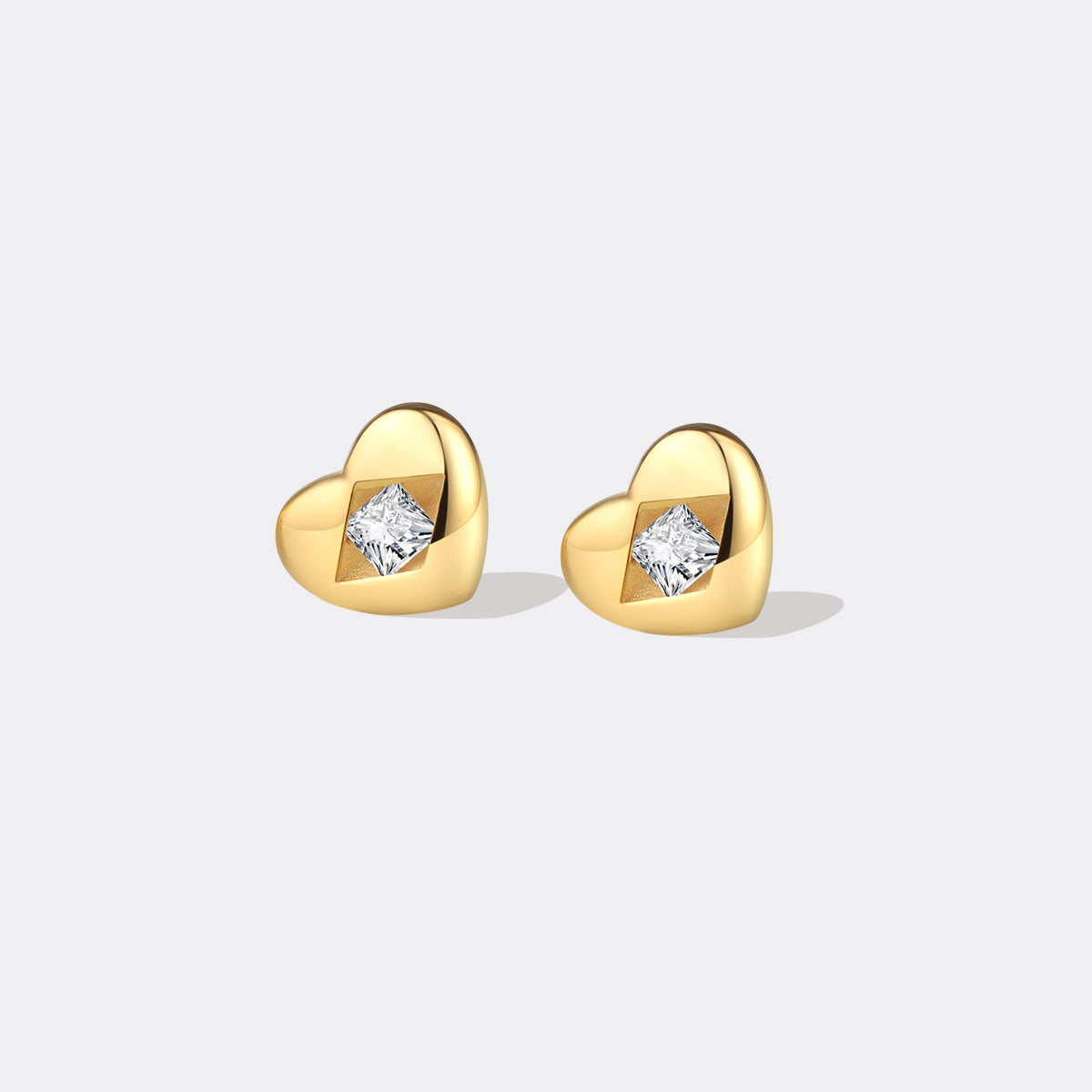 Diamond Heart Stud Earrings