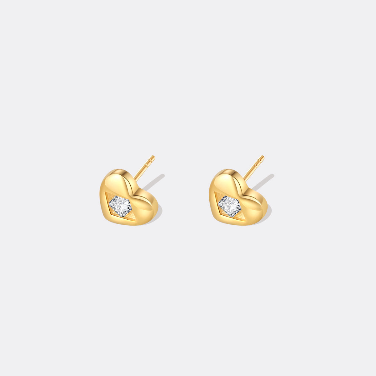 Diamond Heart Stud Earrings