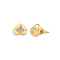Diamond Heart Stud Earrings