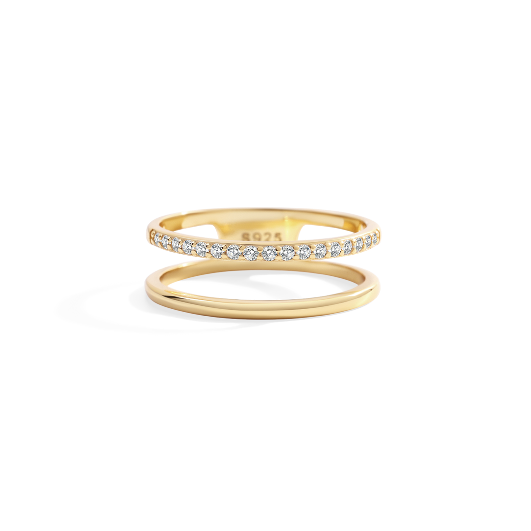 Double Band Pave Ring