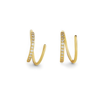 Double Loop Huggie Hoop Earrings