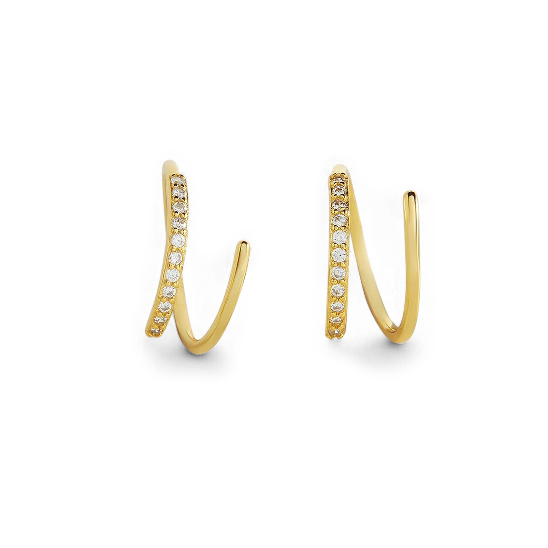 Double Loop Huggie Hoop Earrings