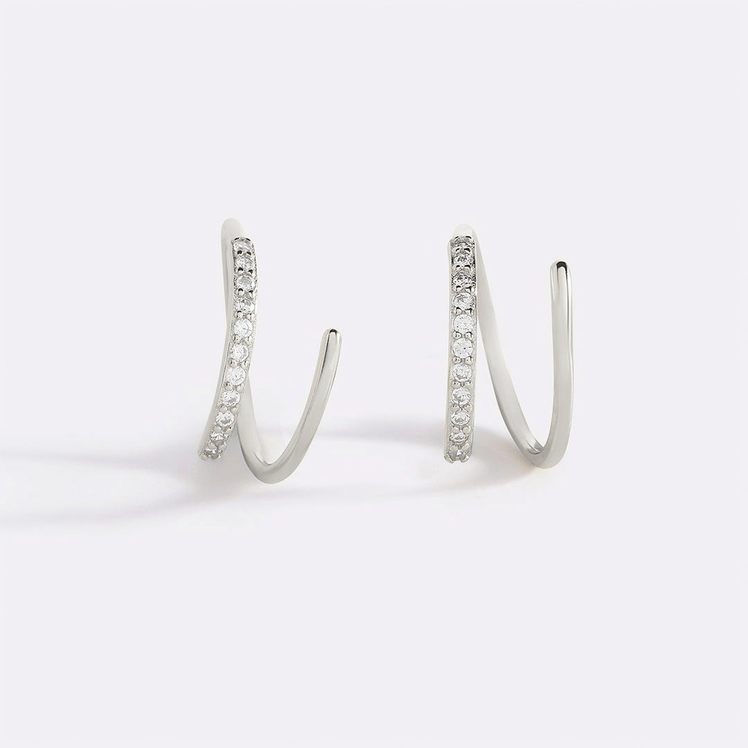Double Loop Huggie Hoop Earrings