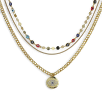Evil Eye Curb Chains Stacked Necklace
