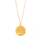 Tree of Life Vermeil Coin Pendant Necklace