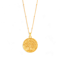 Tree of Life Vermeil Coin Pendant Necklace