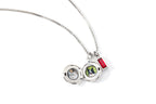 Family Birth Flower Locket Necklace with Birthstone
