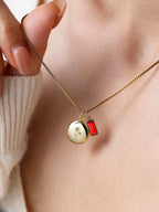 Family Birth Flower Locket Necklace with Birthstone