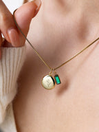 Family Birth Flower Locket Necklace with Birthstone