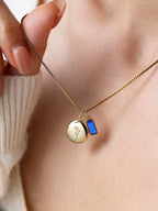 Family Birth Flower Locket Necklace with Birthstone