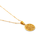 Floral Coin Pendant Necklace