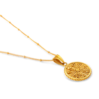 Floral Coin Pendant Necklace
