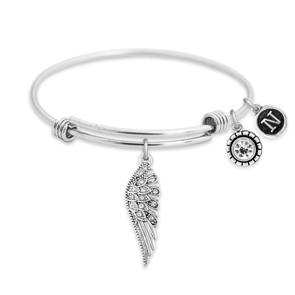 Custom Initial Guardian Angel's Wing Bracelet