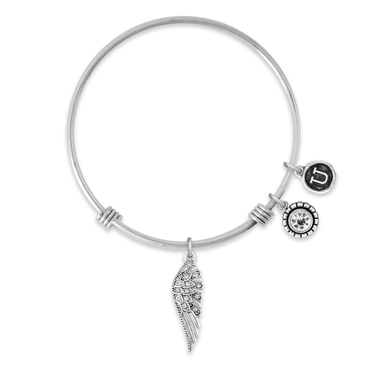Custom Initial Guardian Angel's Wing Bracelet