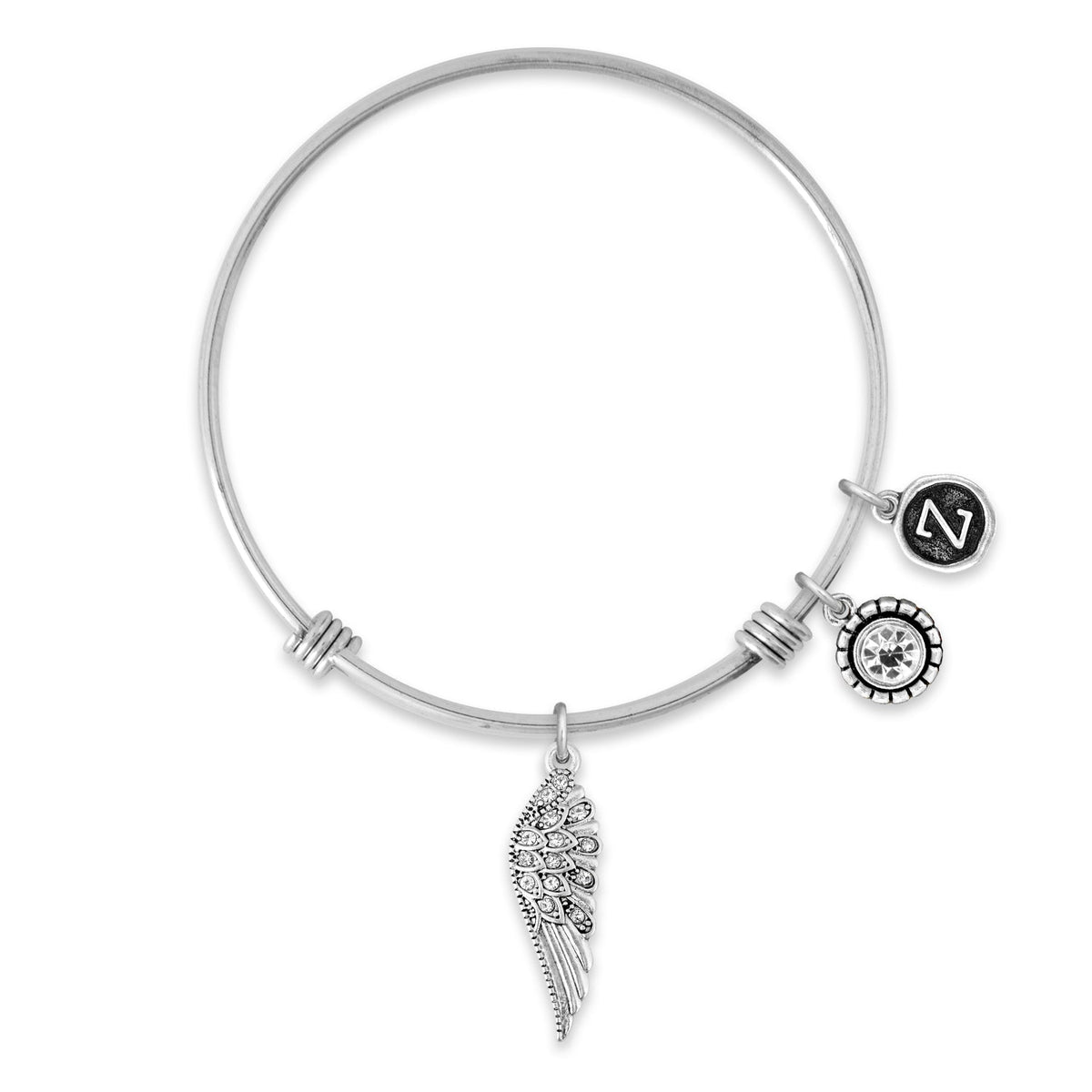 Custom Initial Guardian Angel's Wing Bracelet