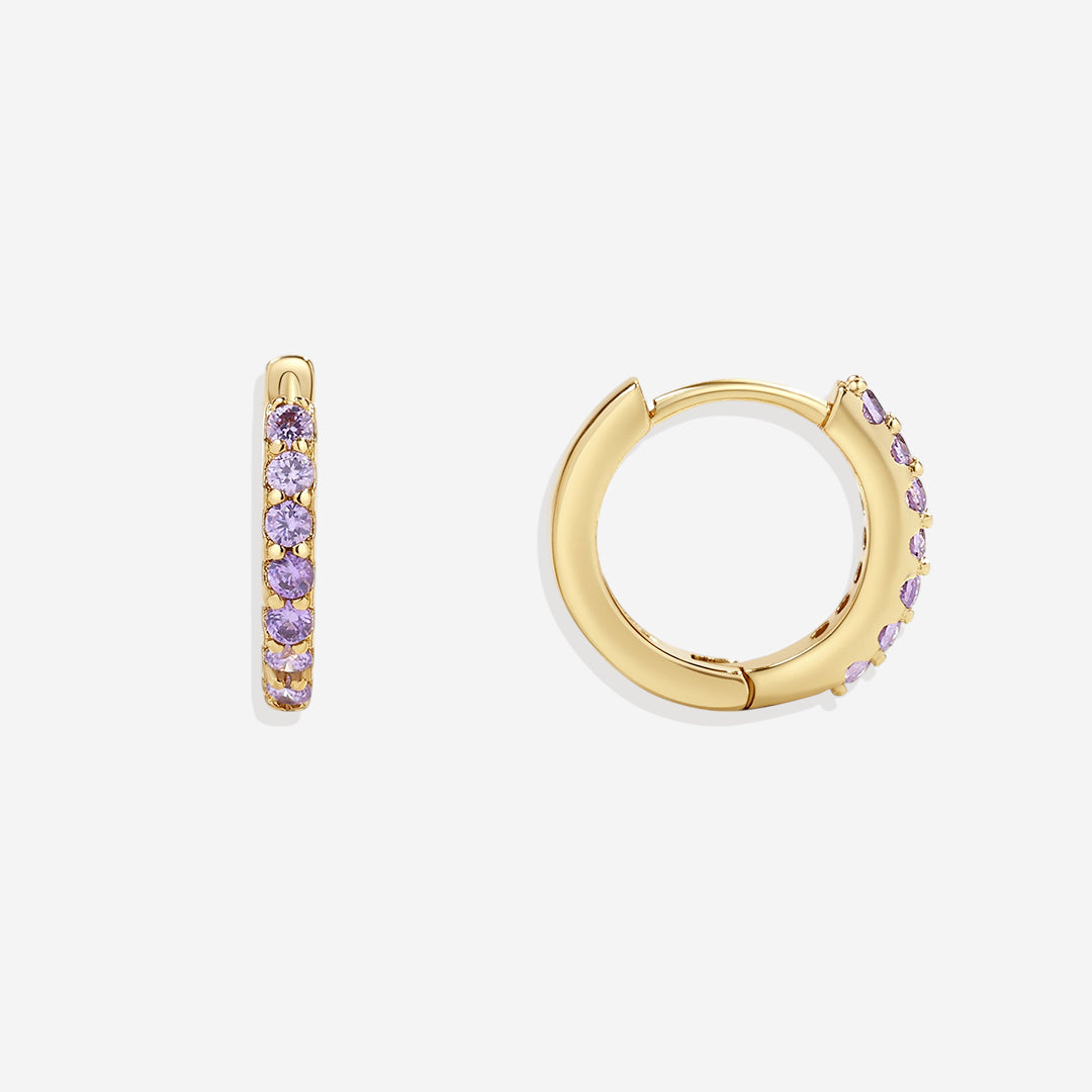 Gemstone Sleeper Huggie Hoop Earrings