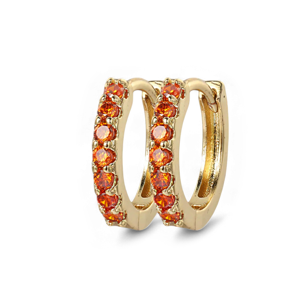 Gemstone Sleeper Huggie Hoop Earrings