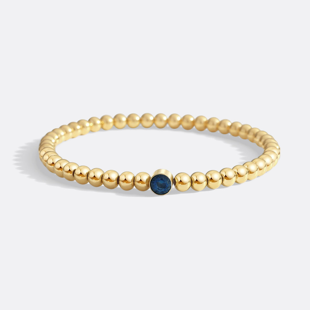 Gold Beaded Bubble Birthstone Bracelet