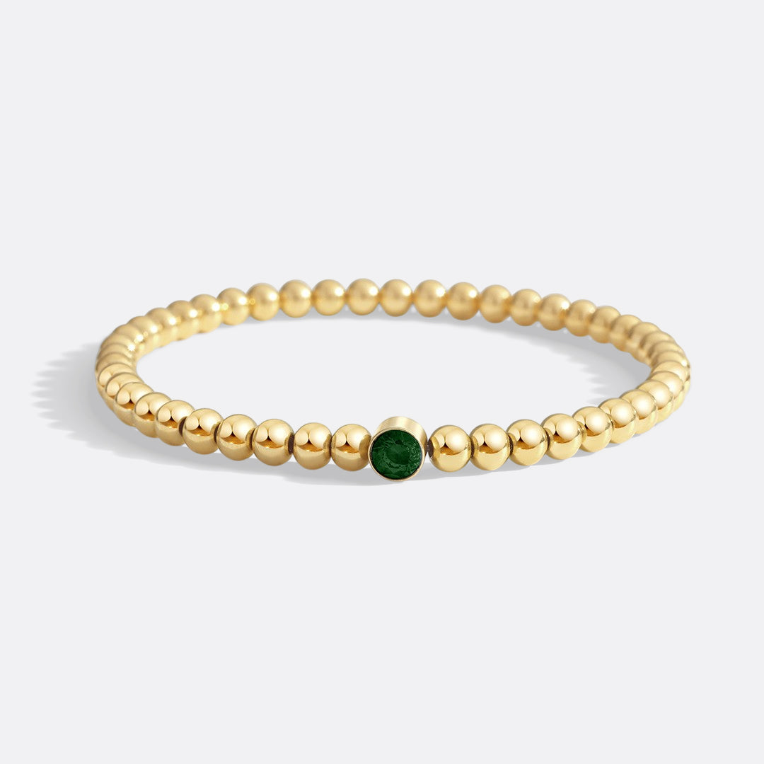 Gold Beaded Bubble Birthstone Bracelet