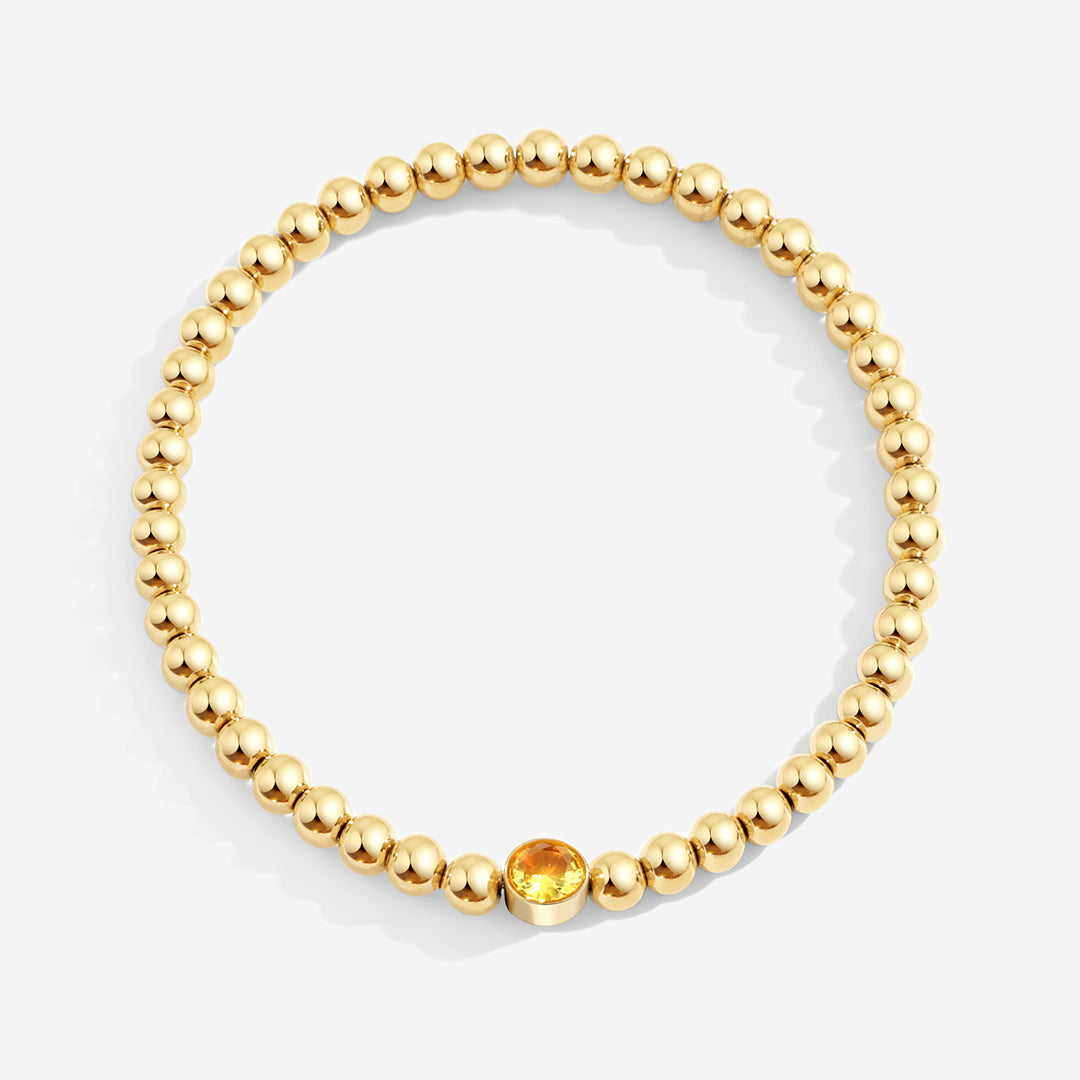 Gold Beaded Bubble Birthstone Bracelet