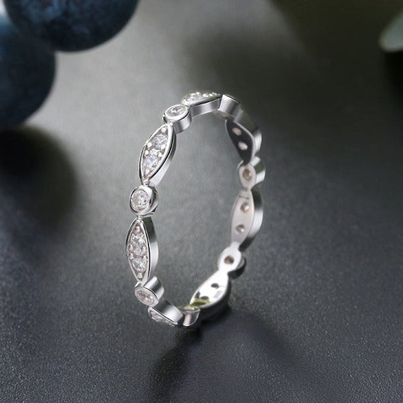 Sterling Silver Marquis and Dot Band