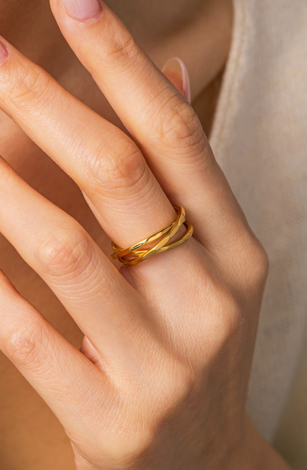 Hammered Interlocking Ring