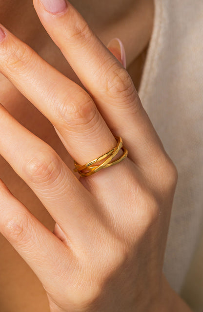 Hammered Interlocking Ring