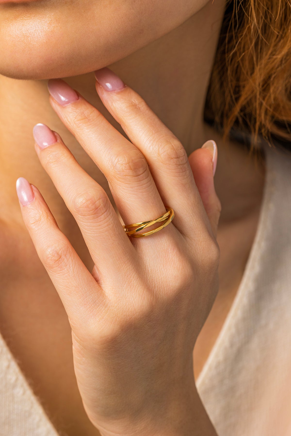 Hammered Interlocking Ring