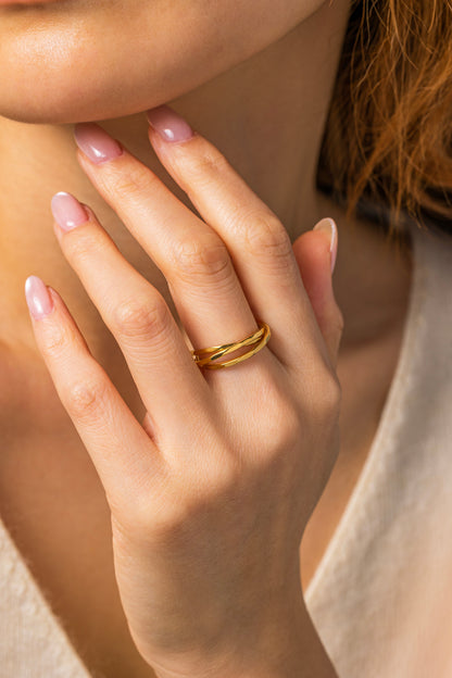 Hammered Interlocking Ring