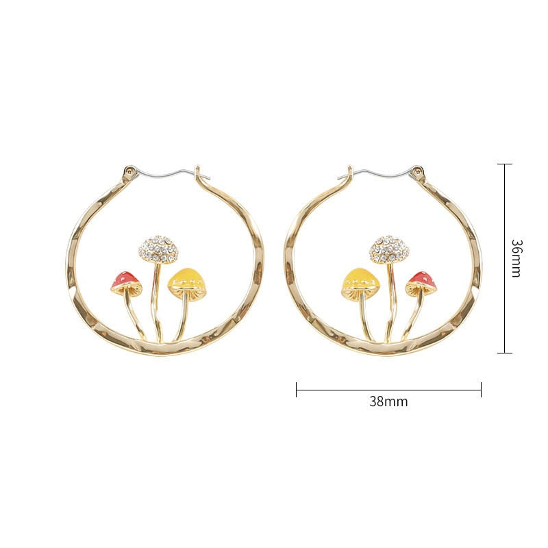 Boho Mushroom Hoop Earrings
