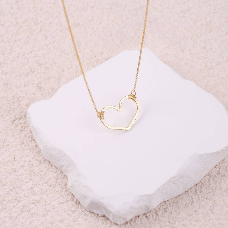 Hammered Gold Heart Necklace