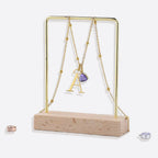 Droplet Birthstone & Initial Necklace