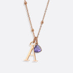 Droplet Birthstone & Initial Necklace
