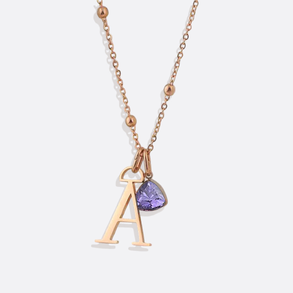 Droplet Birthstone & Initial Necklace