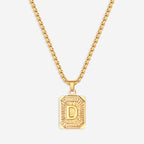 Initial Card Pendant Necklace with Rolo Chain