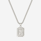 Initial Card Pendant Necklace with Rolo Chain