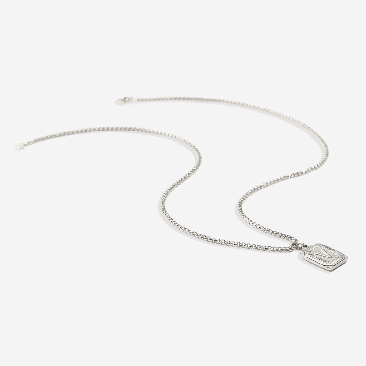 Initial Card Pendant Necklace with Rolo Chain