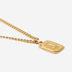 Initial Card Pendant Necklace with Curb Chain