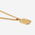 Initial Card Pendant Necklace with Curb Chain