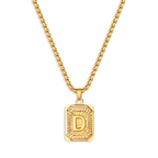 Initial Card Pendant Necklace with Rolo Chain