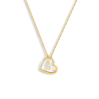 Interlocking Diamond Initial Pave Heart Necklace