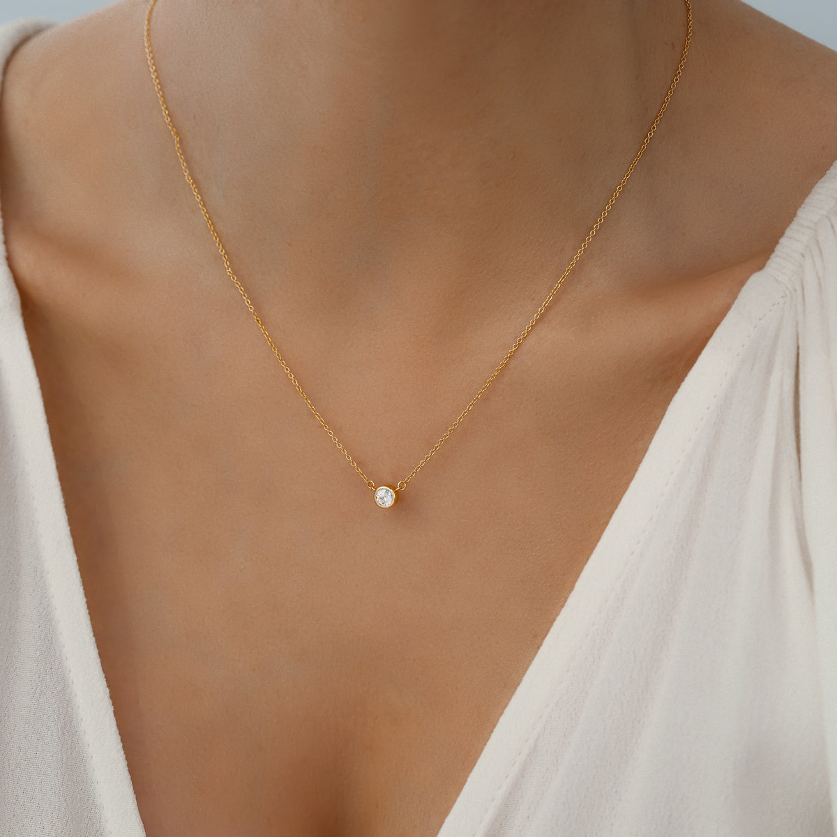 Classic Bezel Set Solitaire Necklace