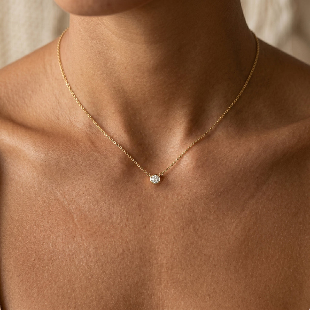 Classic Bezel Set Solitaire Necklace