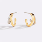 Mixed Metal Double Hoop Earrings