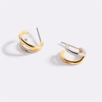 Mixed Metal Double Hoop Earrings