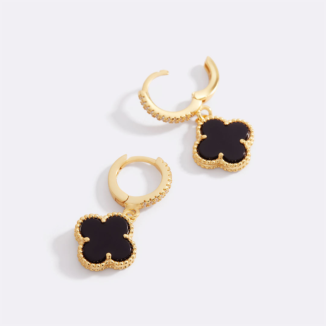 Pave Clover Drop Earrings